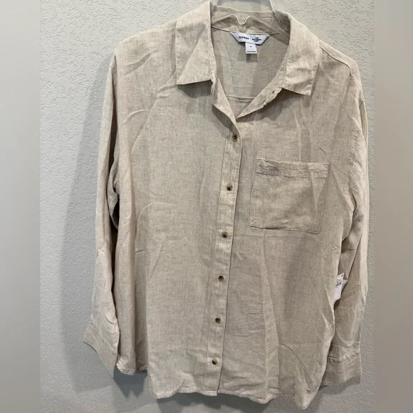 Old Navy Women’s Linen-Blend Boyfriend Shirt - Picture 1 of 8